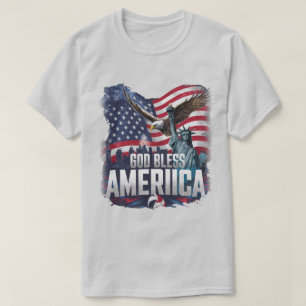 Camiseta Bandera estadounidense patriótica Dios bendiga a E