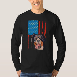 Camiseta Bandera Estadounidense Patriótica Dog Bernese Moun