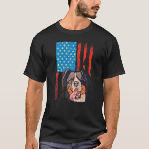 Camiseta Bandera Estadounidense Patriótica Dog Bernese Moun