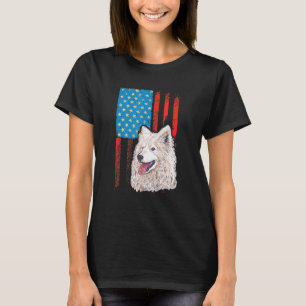 Camiseta Bandera Estadounidense Patriótica Dog Samoyed