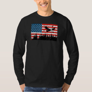 Camiseta Bandera Estadounidense Patriótica Eagle Flying Tre
