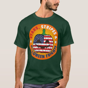 Camiseta Bandera estadounidense Patriótica Halloween Jack O