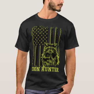Camiseta Bandera estadounidense Patriótica Hunter Raccoon