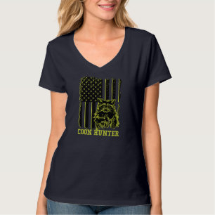 Camiseta Bandera estadounidense Patriótica Hunter Raccoon