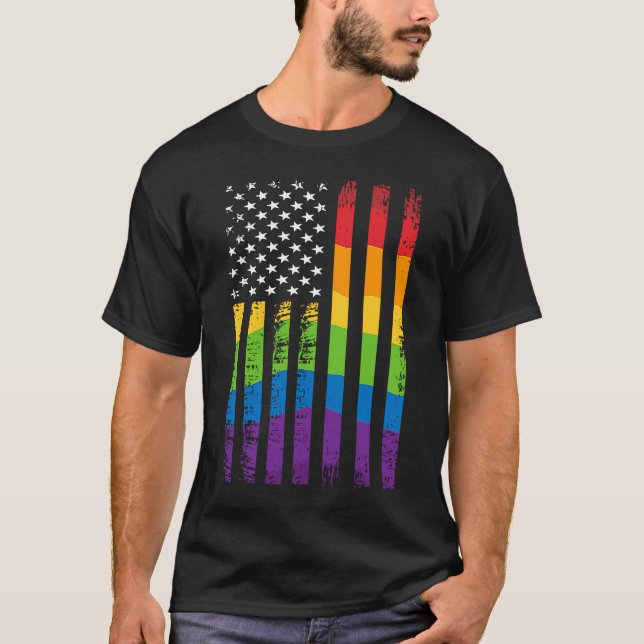 Camiseta Bandera estadounidense Patriótica LGBT USA para ho (Anverso)