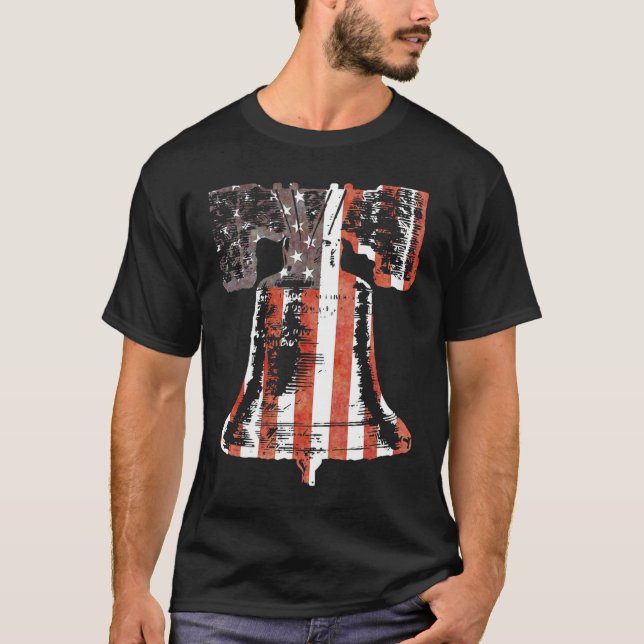 Camiseta Bandera Estadounidense Patriótica Liberty Bell T-S (Anverso)