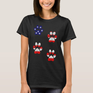 Camiseta Bandera Estadounidense Patriótica Love Dog Paw Pri