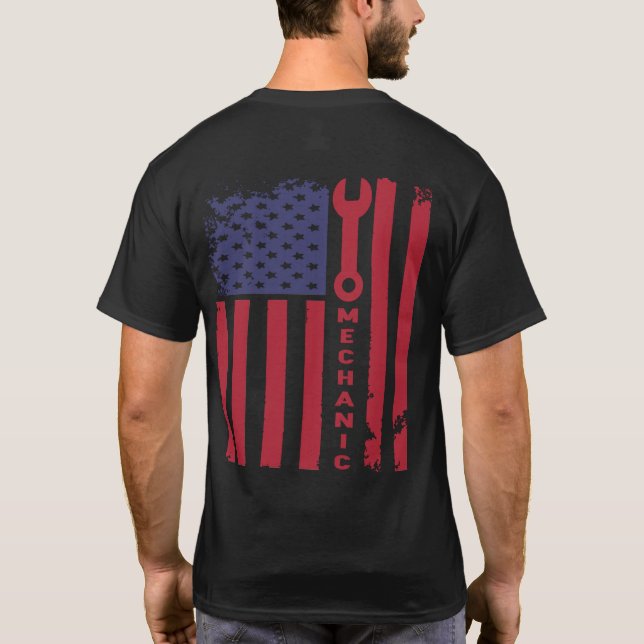Camiseta Bandera estadounidense Patriótica Mecánica (Reverso)