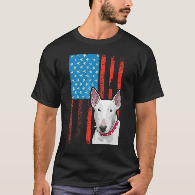Camiseta Bandera Estadounidense Patriótica Perro Bull Terri (Anverso)