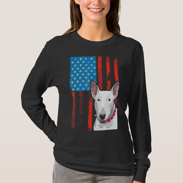 Camiseta Bandera Estadounidense Patriótica Perro Bull Terri (Anverso)