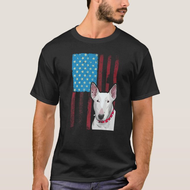 Camiseta Bandera Estadounidense Patriótica Perro Bull Terri (Anverso)