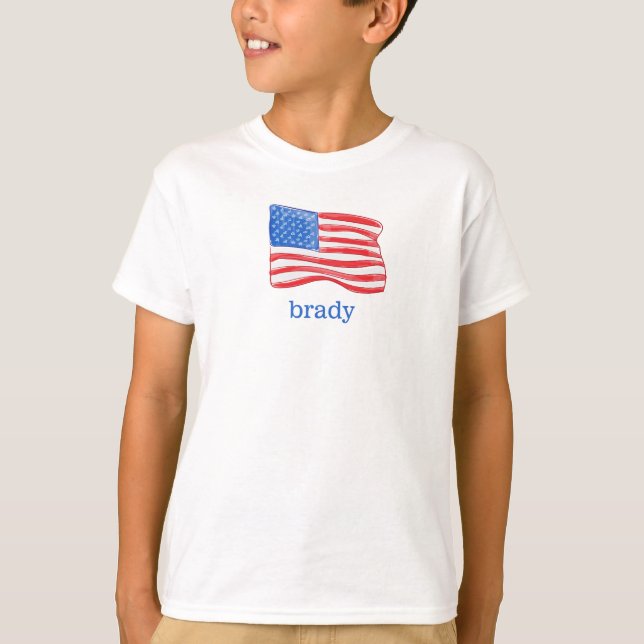 Camiseta Bandera estadounidense patriótica personalizada (Anverso)