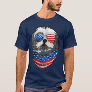 Camiseta Bandera estadounidense patriótica Shih Tzu's, perr