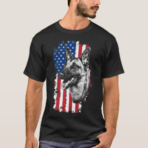 Camiseta Bandera estadounidense Perro de policía belga Mali
