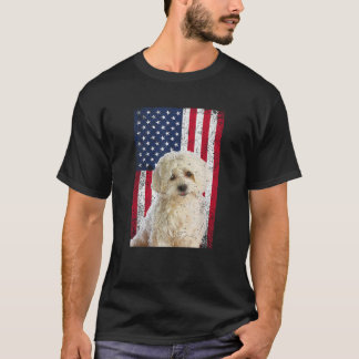 Camiseta Bandera estadounidense Perro maltés amante Gracios
