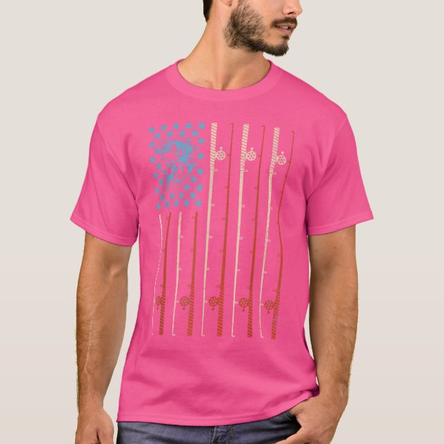 Camiseta Bandera Estadounidense Pescando Rieles Con Artes D (Anverso)