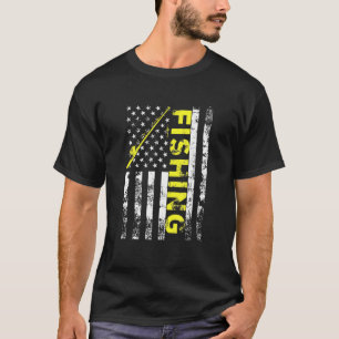 Camiseta Bandera Estadounidense Pescando Rod Ee. Uu. Patrió