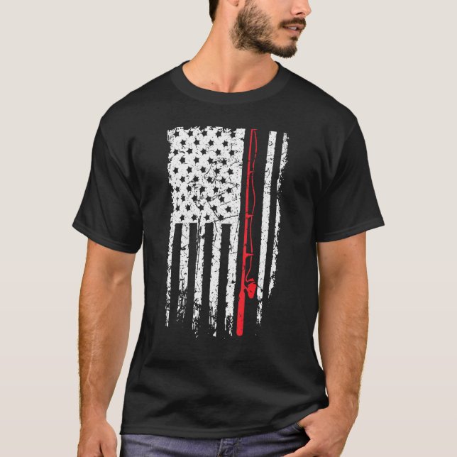 Camiseta Bandera Estadounidense Pescando Rod Gracioso Vinta (Anverso)