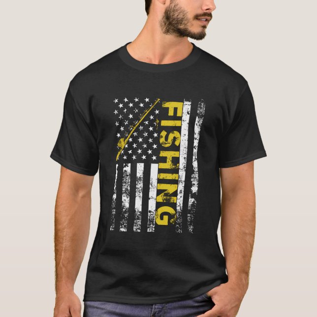 Camiseta Bandera Estadounidense Pescando Rod Usa Patriotic (Anverso)