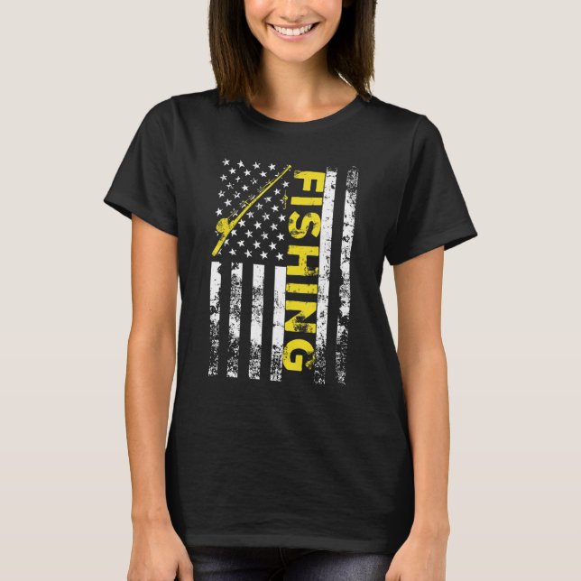 Camiseta Bandera Estadounidense Pescando Rod Usa Patriotic (Anverso)