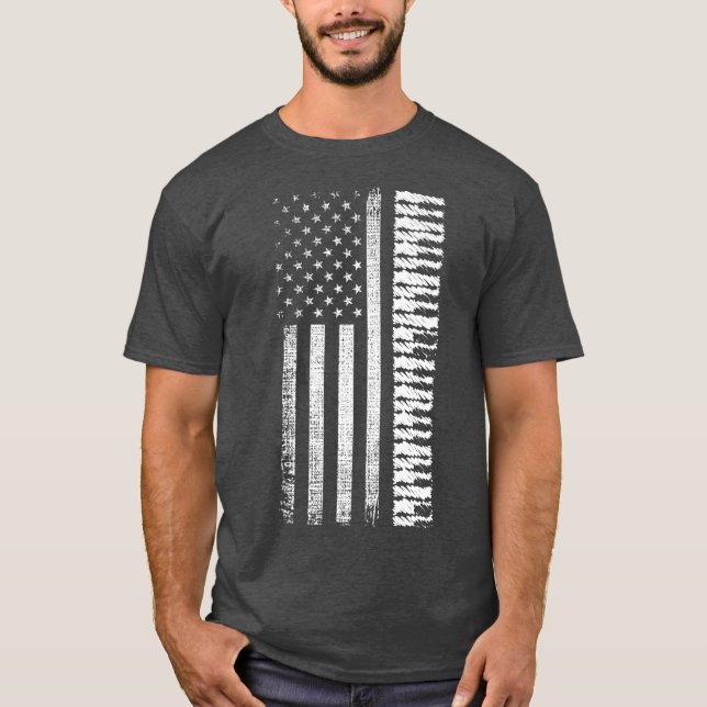 Camiseta Bandera estadounidense Piano Keys Pianista Player  (Anverso)