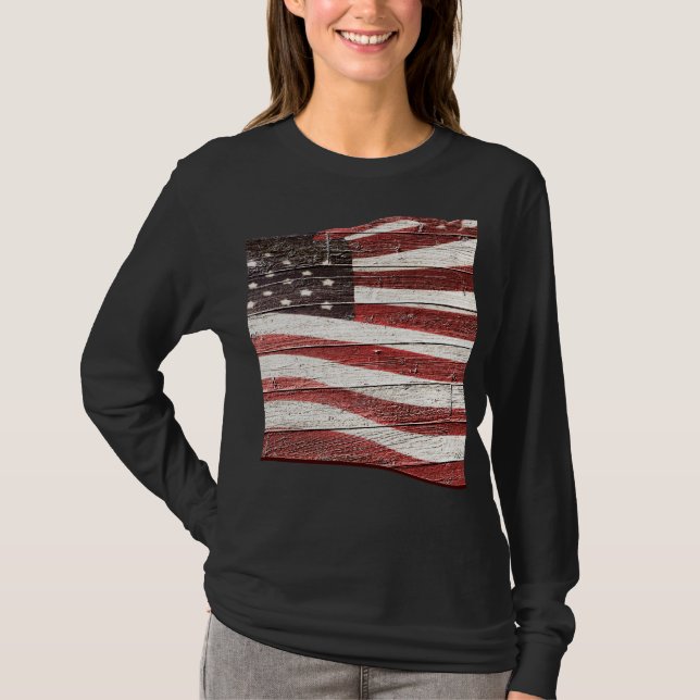 Camiseta Bandera estadounidense pintada sobre textura de ma (Anverso)
