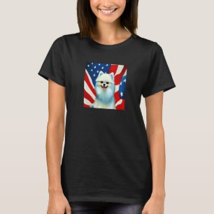 Camiseta Bandera estadounidense Pomerania Perro Patriótico