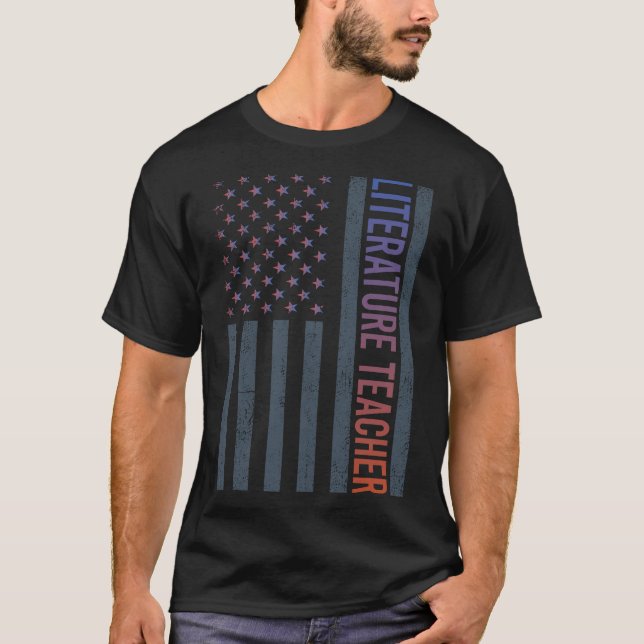 Camiseta Bandera estadounidense - Profesor de literatura (Anverso)
