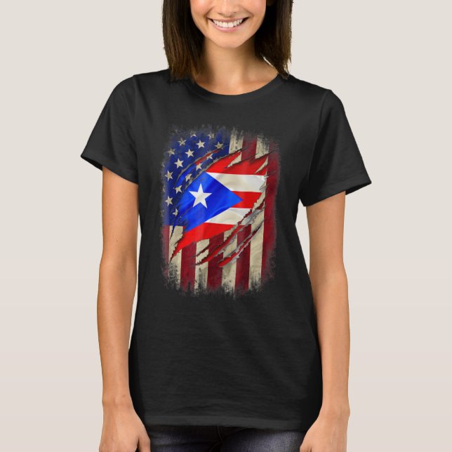 Camiseta Bandera estadounidense puertorriqueña Usa Familia  (Anverso)