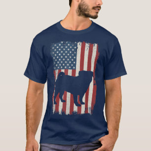 Camiseta Bandera estadounidense Pug Amantes del Perro EEUU