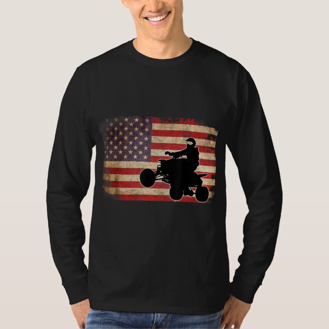 Camiseta Bandera estadounidense Quad Bike Four Wheeler Gift (Anverso)
