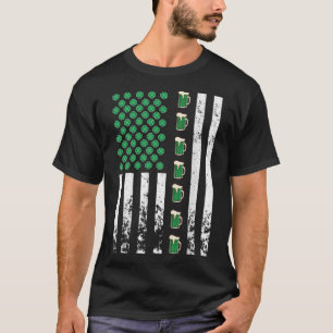 Camiseta Bandera estadounidense que bebe cerveza verde sham