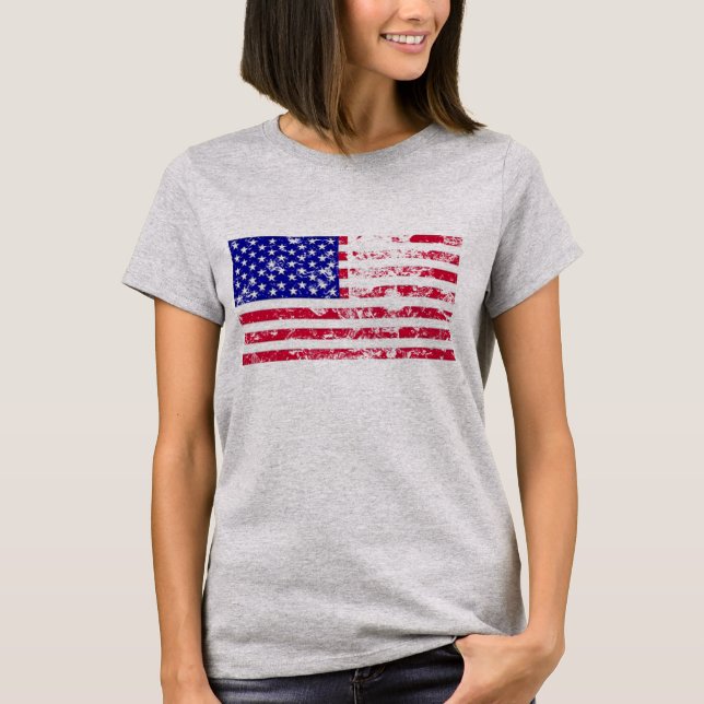 Camiseta Bandera estadounidense retro vintage, bandera de E (Anverso)