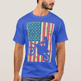 Camiseta Bandera estadounidense retro vintage Dirt Bike T 4