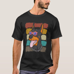 Camiseta Bandera estadounidense retro vintage doberman