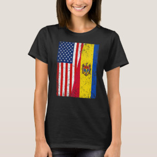 Camiseta Bandera estadounidense retro y bandera de Moldavia