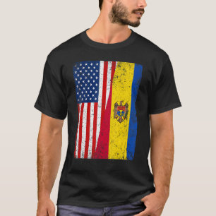 Camiseta Bandera estadounidense retro y bandera de Moldavia