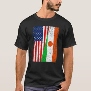 Camiseta Bandera estadounidense retro y bandera nigerina pa