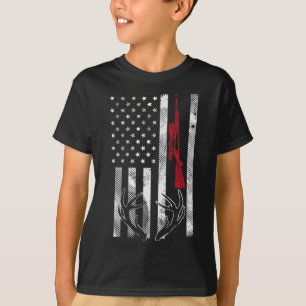 Camiseta Bandera estadounidense Rifle Antler Vintage Deer H