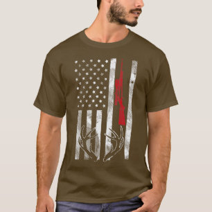 Camiseta Bandera estadounidense Rifle Antler Vintage Deer H