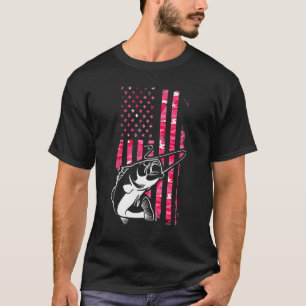 Camiseta Bandera estadounidense rosa de camo pescar a las m