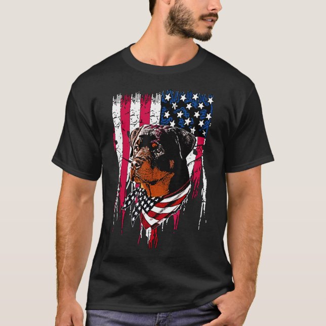Camiseta Bandera estadounidense Rottweiler (Anverso)
