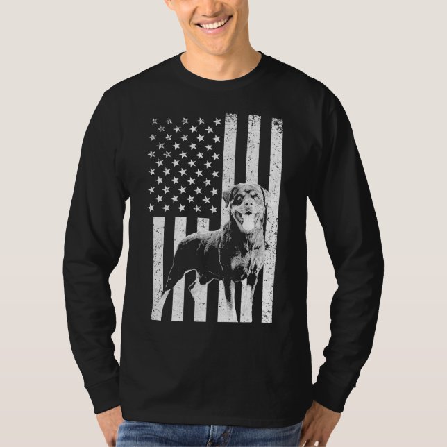 Camiseta Bandera Estadounidense Rottweiler Dog Lover 4 De J (Anverso)