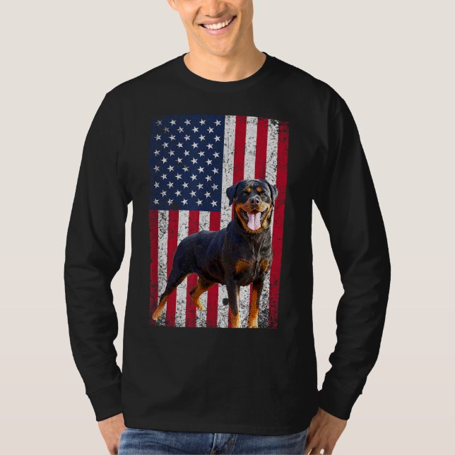 Camiseta Bandera estadounidense Rottweiler Dog Lover Gracio (Anverso)
