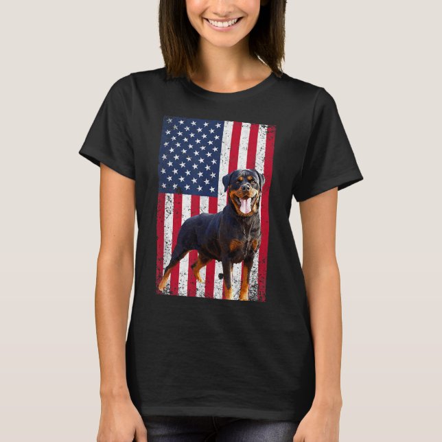 Camiseta Bandera Estadounidense Rottweiler Dog Lover Of Jul (Anverso)