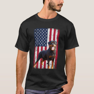 Camiseta Bandera Estadounidense Rottweiler Perro Lover Grac
