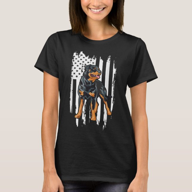 Camiseta Bandera estadounidense Rottweiler Vintage (Anverso)