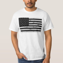 Camiseta Bandera estadounidense Rustic Wood Black White Pat