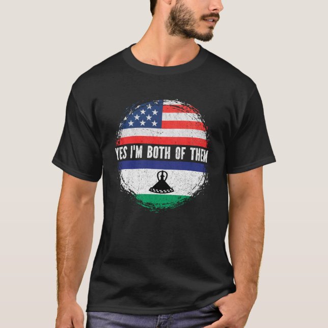 Camiseta Bandera estadounidense semiestadounidense Basotho  (Anverso)