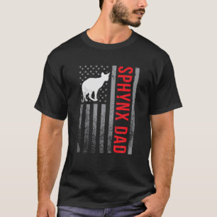Camiseta Bandera estadounidense Sfinx Cat Dad Sphynx Cat Lo